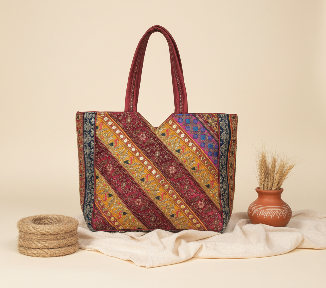 Gotta Patti No Tassel Wine Elegance tote bag back view