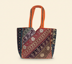 Gotta Patti No Tassel Amber Elegance tote bag styled on hook — Mystic Dhaga