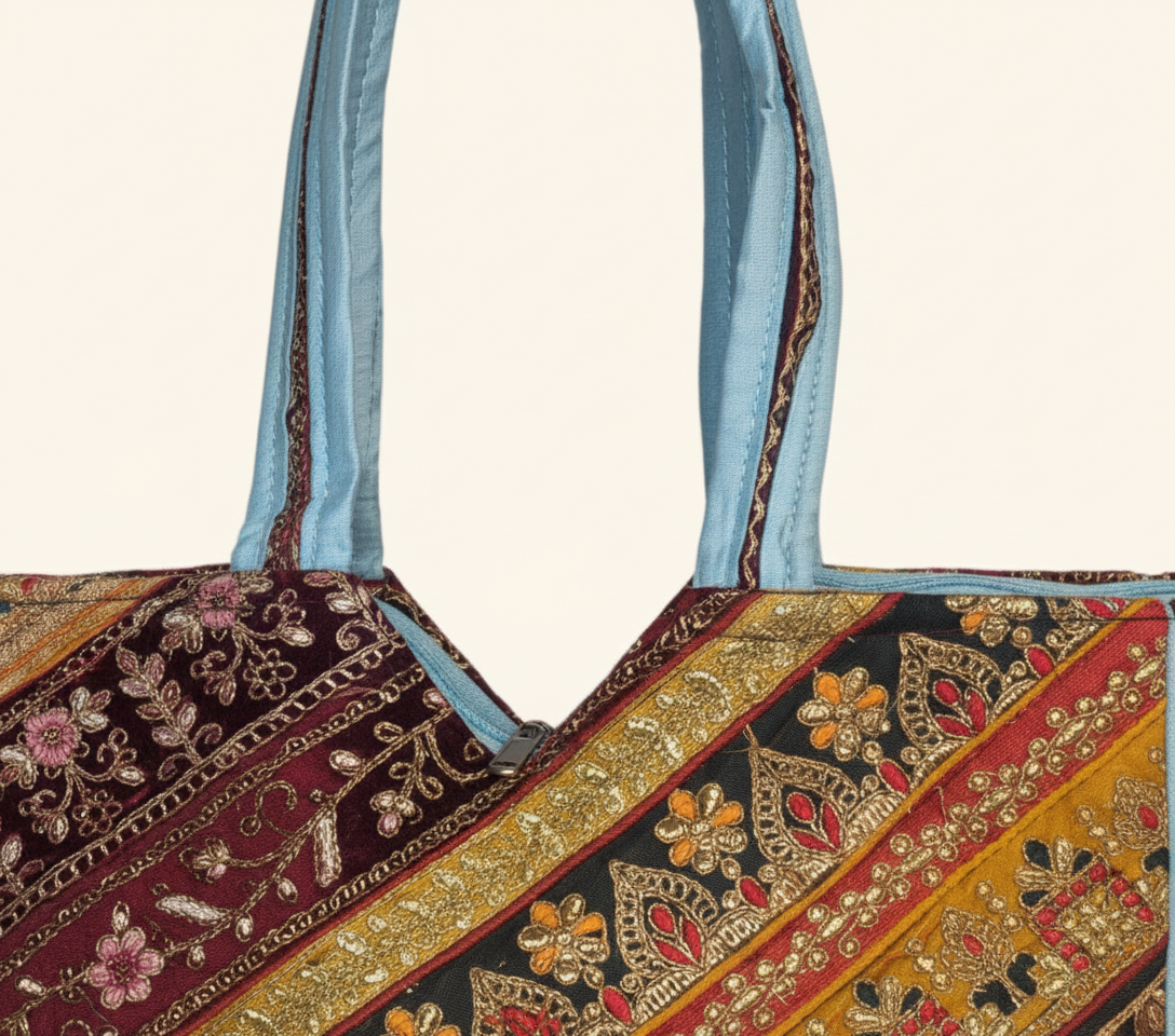 Gotta Patti No Tassel Celestial Elegance tote bag side view showing depth