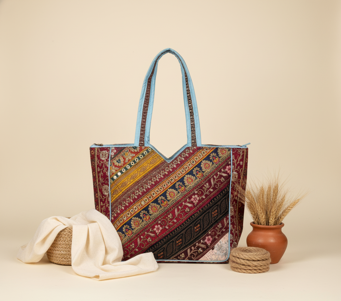 Gotta Patti No Tassel Azure Elegance tote bag isometric angle