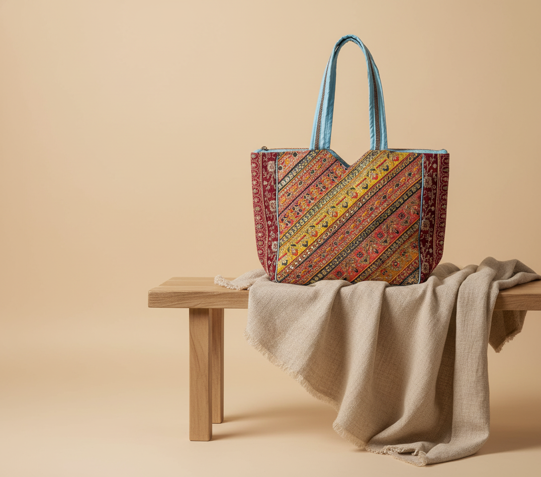 Gotta Patti No Tassel Sunrise Elegance tote bag back view