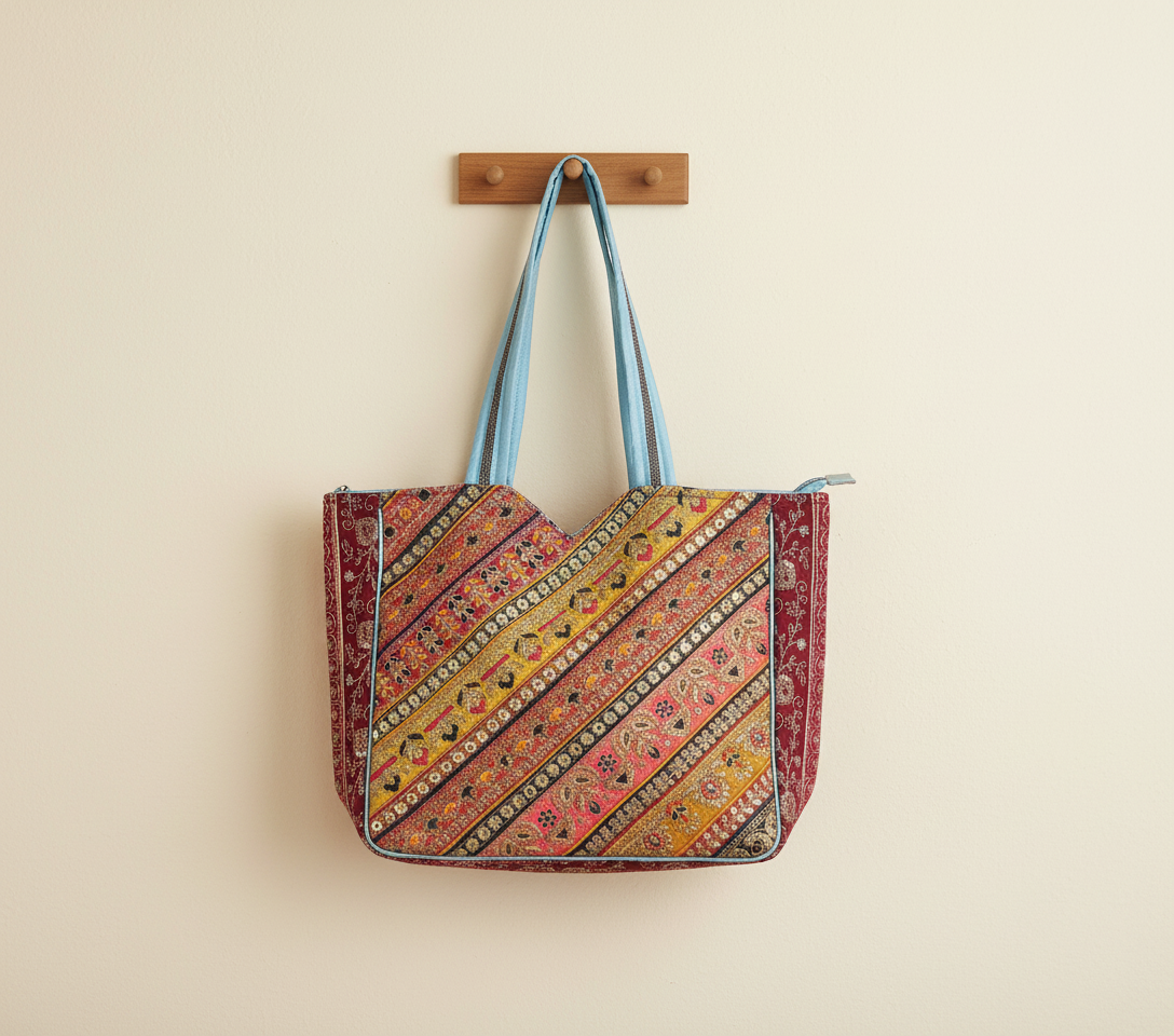 Gotta Patti No Tassel Sunrise Elegance tote bag isometric angle
