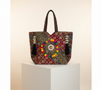 Gotta Patti Shell Tassel Crimson Festival tote bag side view showing depth