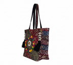 Gotta Patti Shell Tassel Crimson Festival tote bag isometric angle