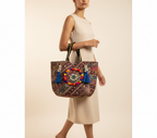 Gotta Patti Shell Tassel Turquoise Festival tote bag back view