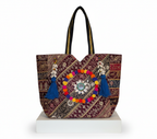 Gotta Patti Shell Tassel Turquoise Festival tote bag isometric angle