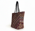 Gotta Patti Shell Tassel Turquoise Festival tote bag styled on hook — Mystic Dhaga