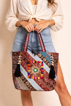 Gotta Patti Shell Tassel Celestial Festival tote bag side view showing depth