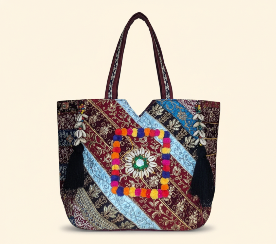 Gotta Patti Shell Tassel Celestial Festival tote bag back view