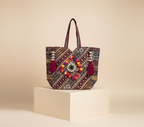 Gotta Patti Shell Tassel Garnet Festival tote bag side view showing depth