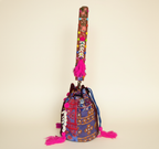 Shell Tassel Indigo Dahlia (Medium) bucket bag back view