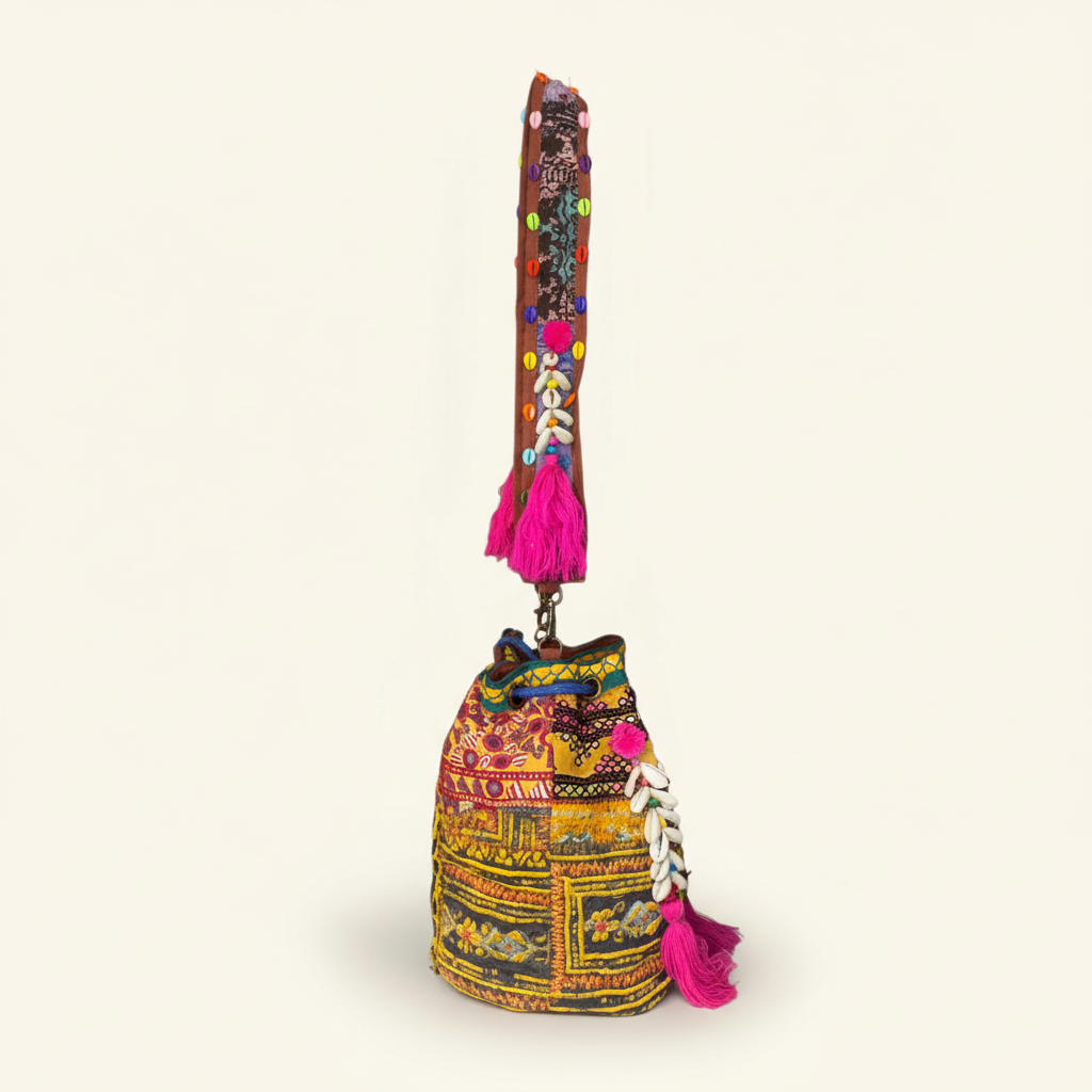 Shell Tassel Citrus Bloom (Medium) bucket bag isometric angle