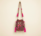 Shell Tassel Garnet Arch (Medium) bucket bag side view showing depth