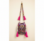 Shell Tassel Lilac Prism (Medium) bucket bag side view showing depth