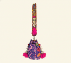 Close-up of Indigo Ring cowrie shell & tassel detail