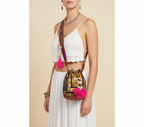 Shell Tassel Amber Heirloom (Mini) bucket bag front view — Mystic Dhaga