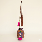 Shell Tassel Violet Aura (Mini) bucket bag side view showing depth