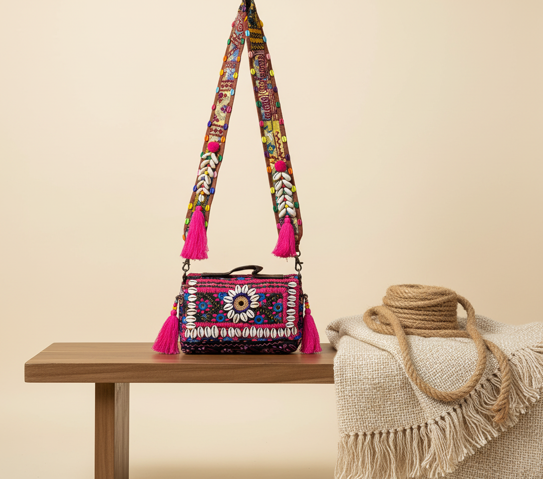 Shell Tassel Kajariya crossbody bag isometric angle