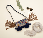 Shell Tassel Samudra crossbody bag front view — Mystic Dhaga