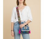 Shell Tassel Meenakari crossbody bag front view — Mystic Dhaga