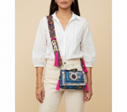 Shell Tassel Meenakari crossbody bag side view showing depth