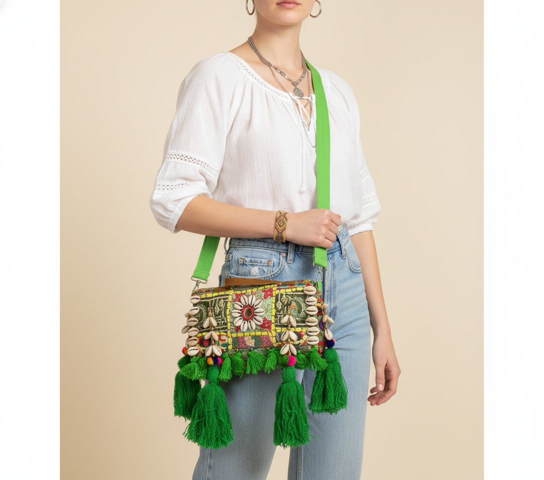 Shell Tassel Haritima crossbody bag back view