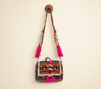 Shell Tassel Banjara crossbody bag side view showing depth