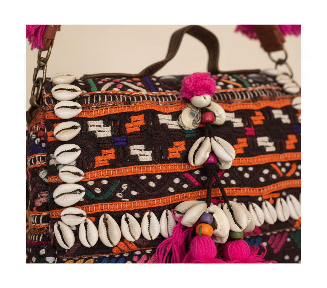 Shell Tassel Banjara crossbody bag back view