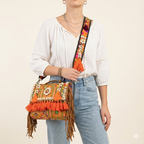 Shell Tassel Kesari crossbody bag front view — Mystic Dhaga