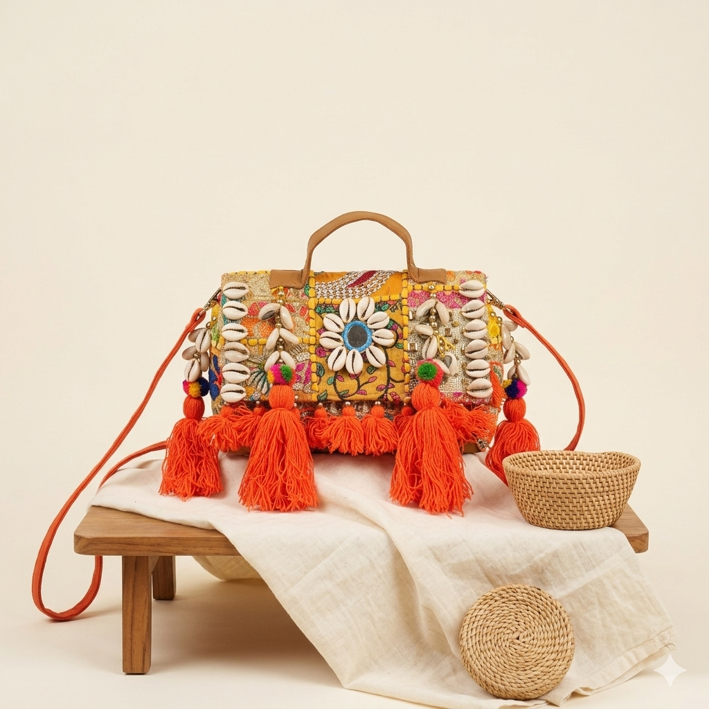 Shell Tassel Moonga crossbody bag isometric angle