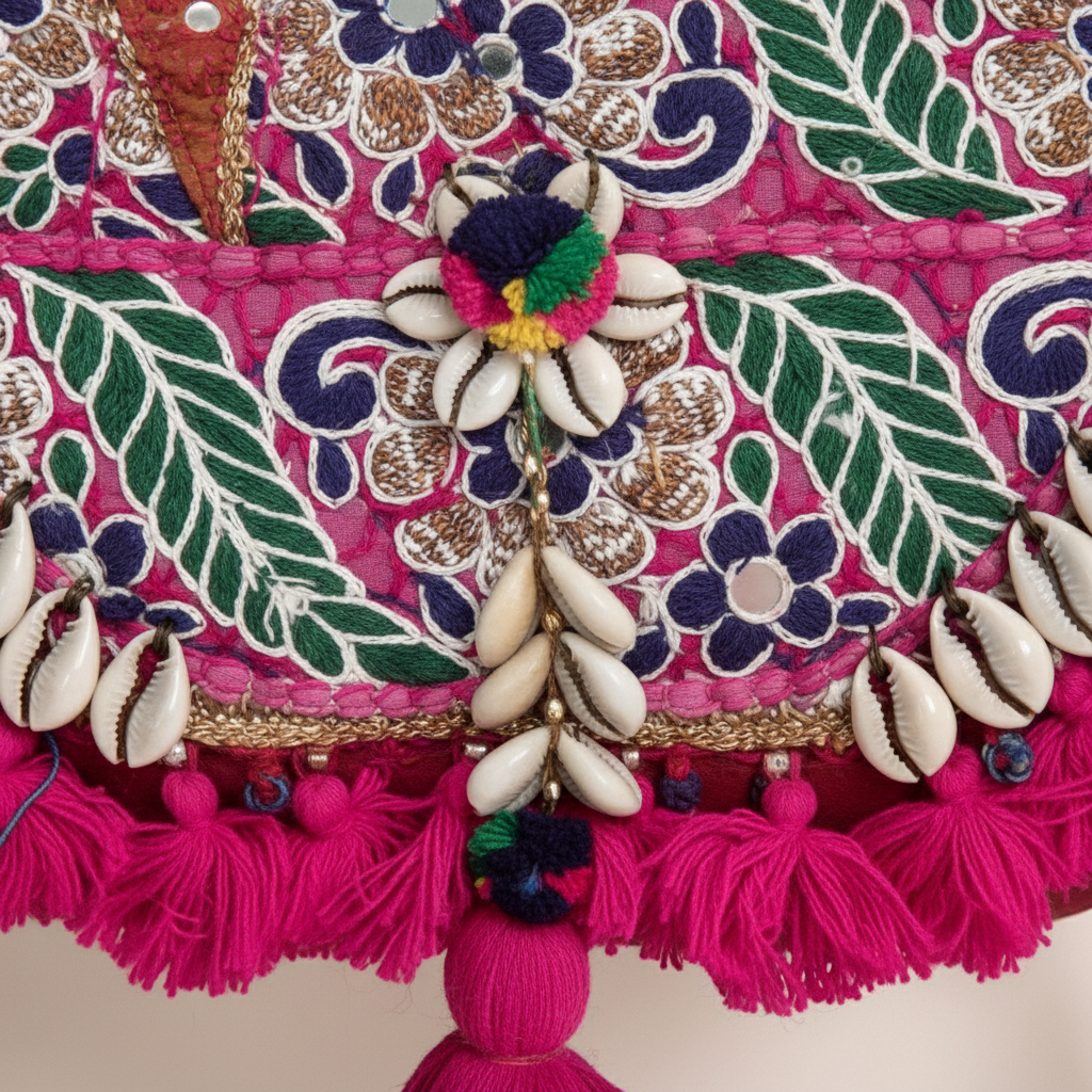 Shell Tassel Gulbahar crossbody bag side view showing depth