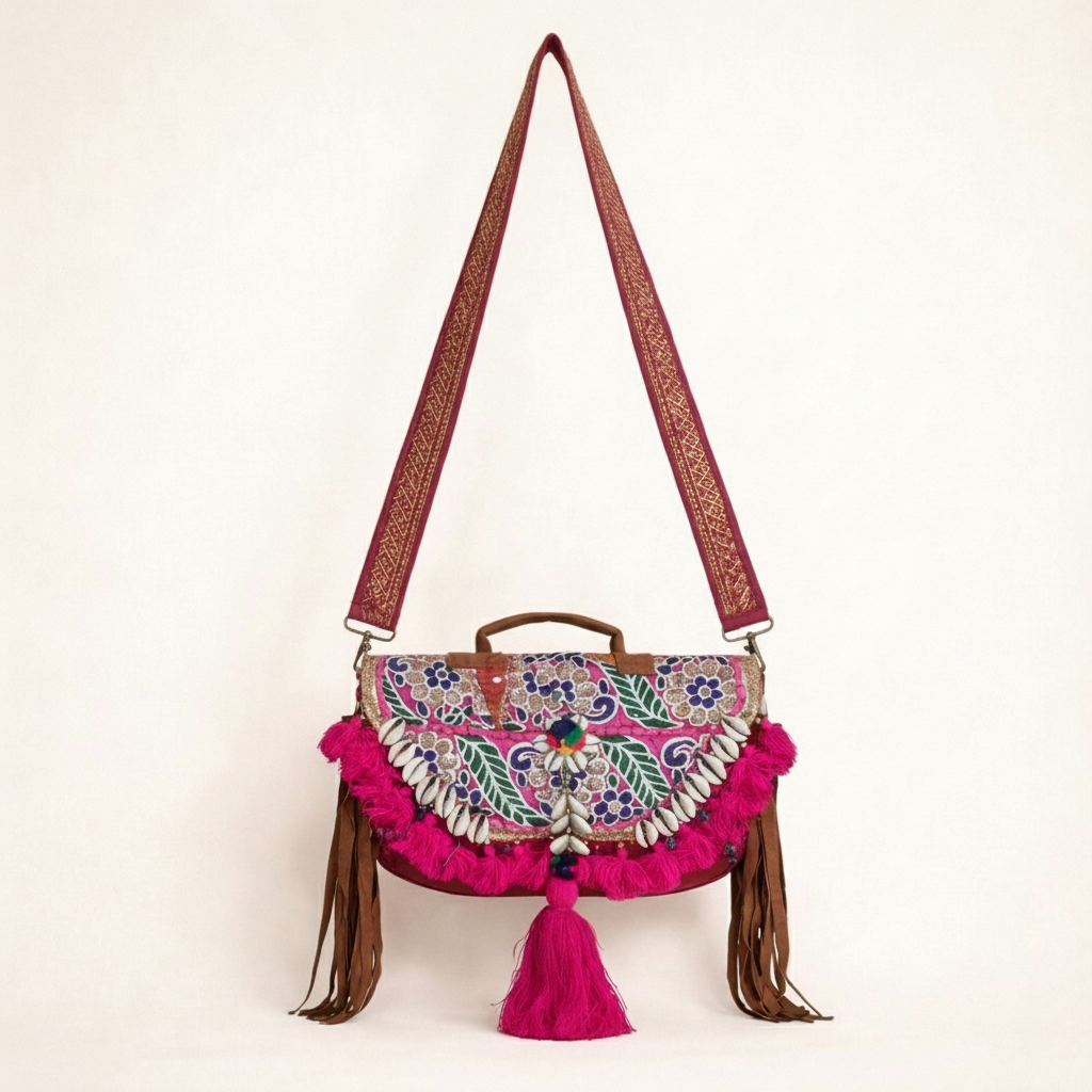 Shell Tassel Gulbahar crossbody bag back view