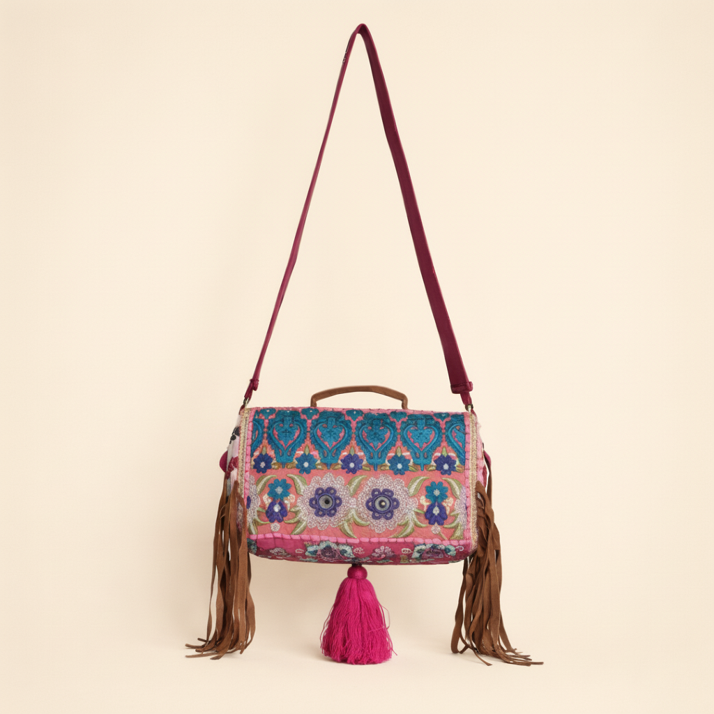 Shell Tassel Gulbahar crossbody bag isometric angle