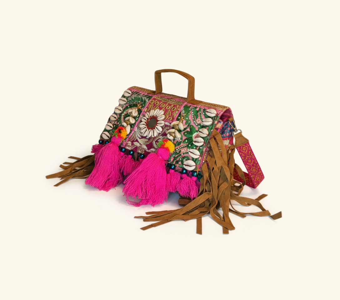 Shell Tassel Gulaabi crossbody bag back view