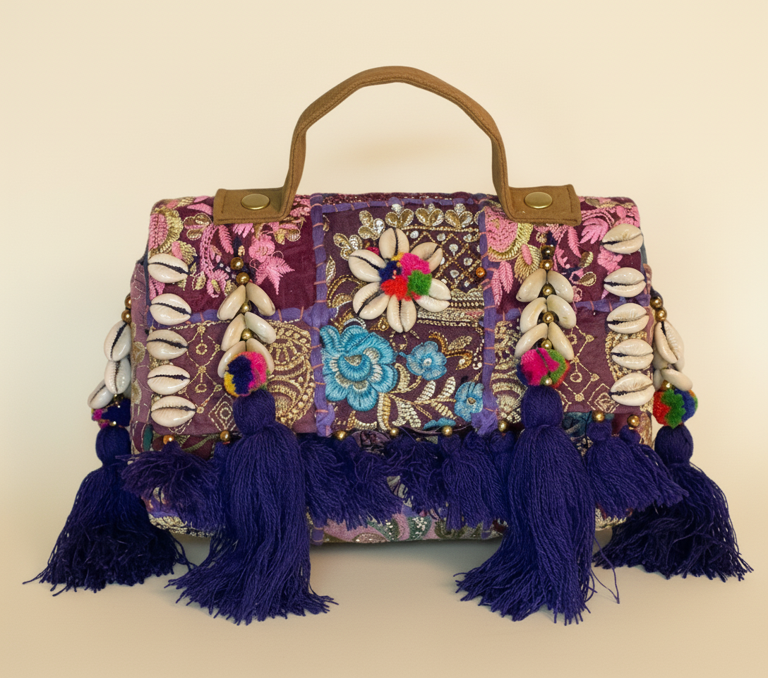 Shell Tassel Jamuni crossbody bag back view
