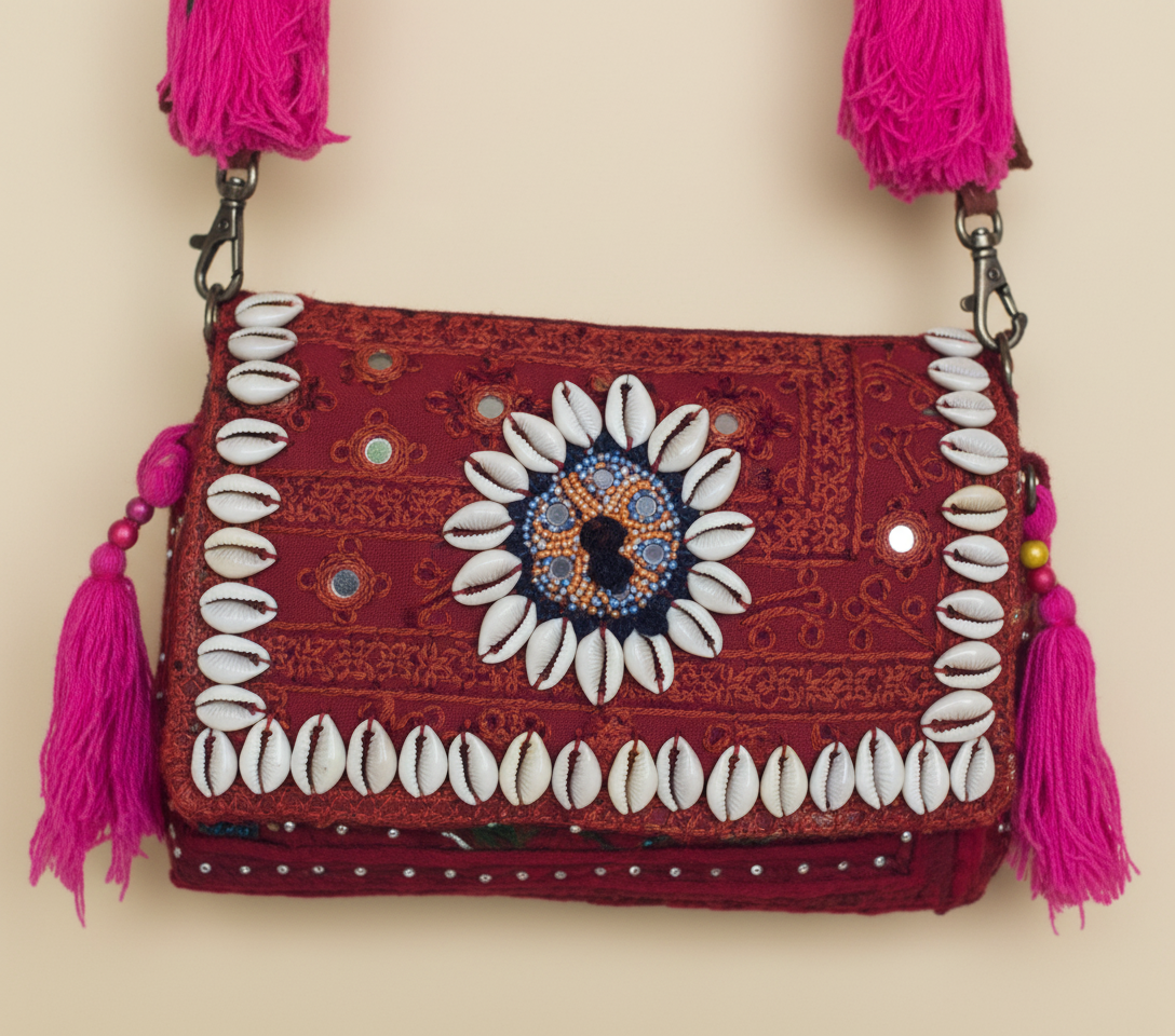 Shell Tassel Kumkum crossbody bag back view