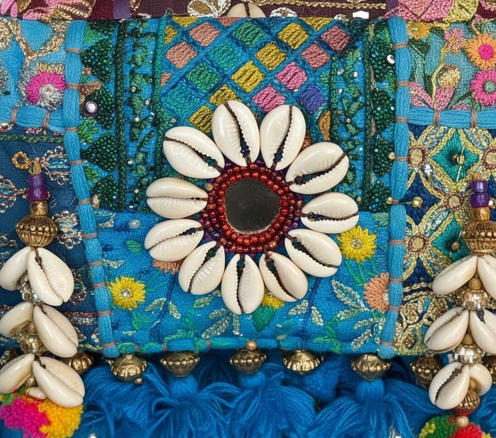 Shell Tassel Firoza crossbody bag back view