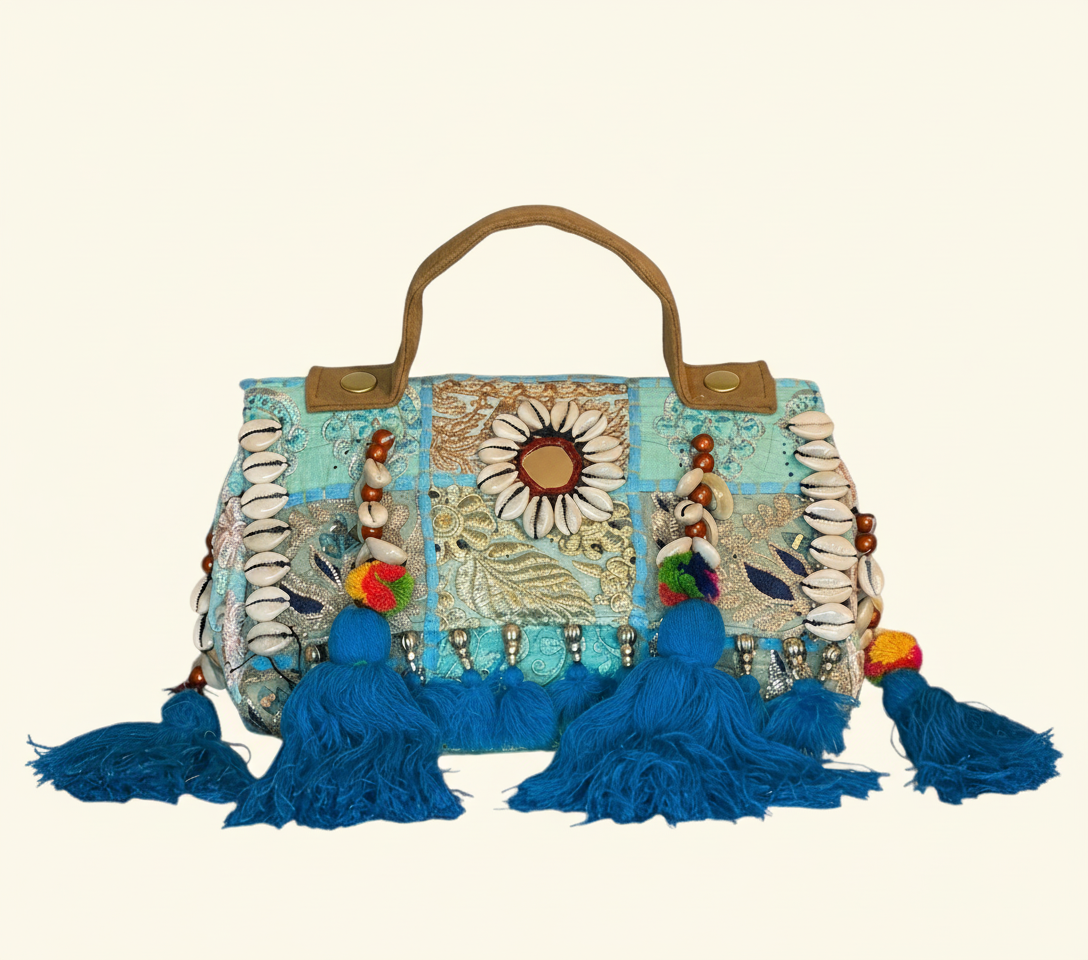 Shell Tassel Surajmukhi crossbody bag side view showing depth