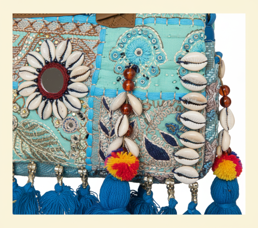 Shell Tassel Surajmukhi crossbody bag back view