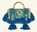 Shell Tassel Ambar crossbody bag front view — Mystic Dhaga