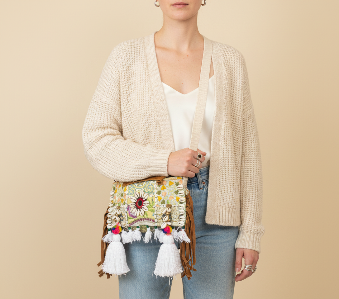 Shell Tassel Karpas crossbody bag isometric angle