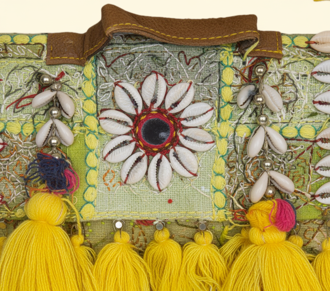 Shell Tassel Pitambari crossbody bag back view