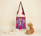 Shell Tassel Orchid Mosaic sling bag side view showing depth