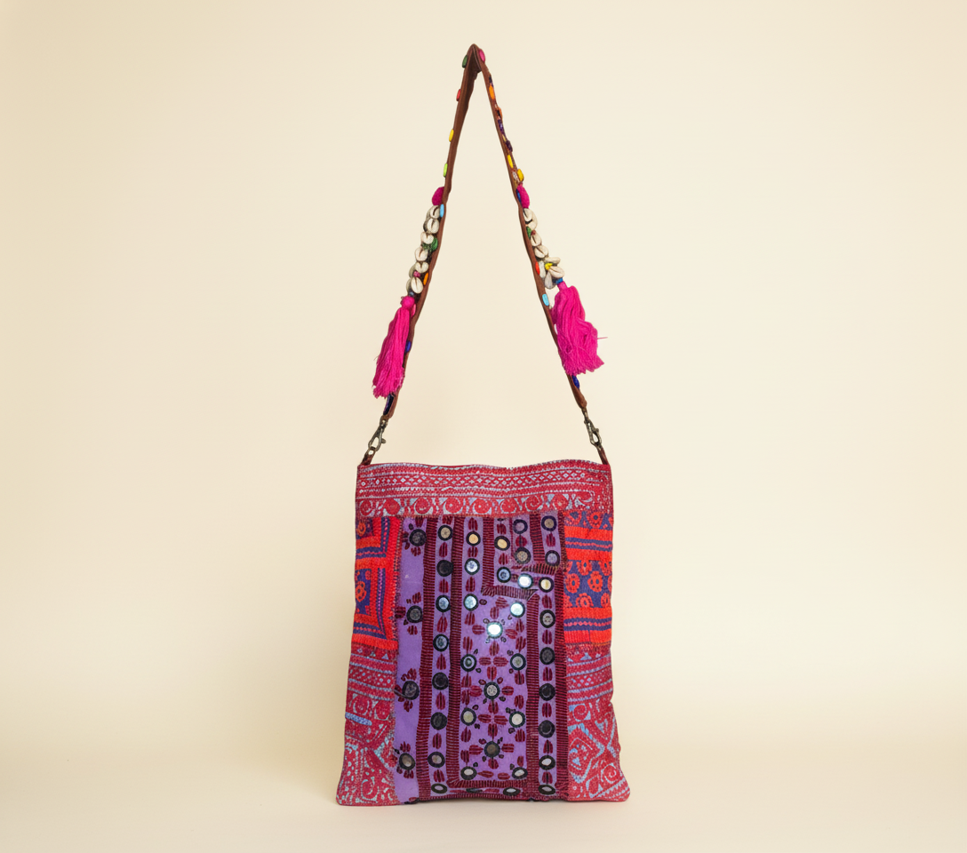 Shell Tassel Orchid Mosaic sling bag isometric angle