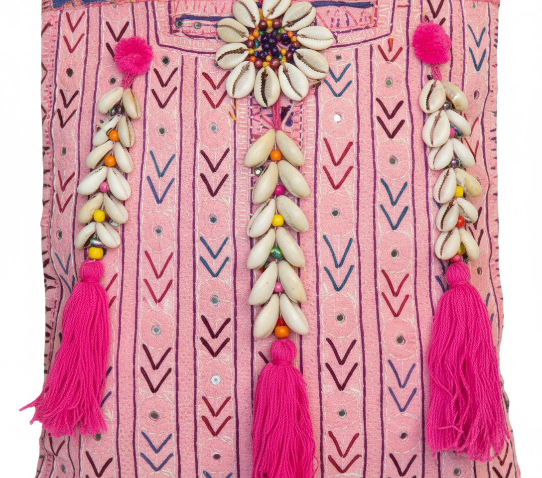 Shell Tassel Rose Chevron sling bag isometric angle