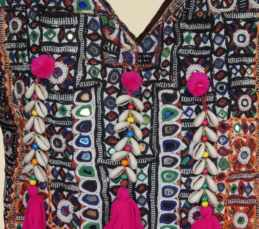 Shell Tassel Midnight Carnival tote bag back view