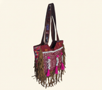 Shell Tassel Sapphire Fringe tote bag back view