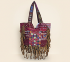 Shell Tassel Sapphire Fringe tote bag isometric angle
