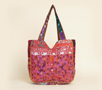 Shell Tassel Fuchsia Bloom tote bag isometric angle