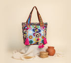 Shell Tassel Festival Mosaic tote bag side view showing depth